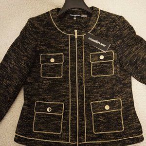 KARL LAGERFELD Chain-Trim Tweed-Look Jacket